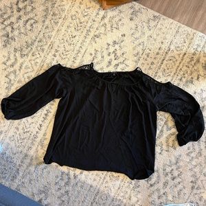 Sami & Jo Black Cold-Shoulder Blouse